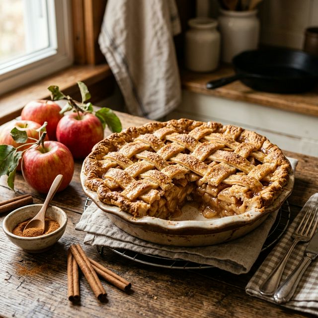 Homemade Apple Pie with lattice crust